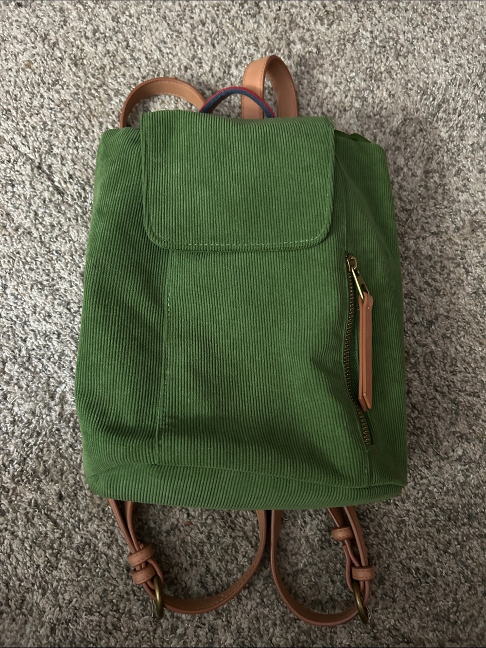Universal Threads Green Corduroy Backpack with Tan Straps - Picture 1 of 7